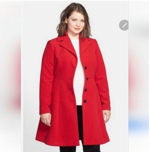 🍁🍂NWOT City chic 18 Scarlet Clean Cut Coat - Picture 1 of 8